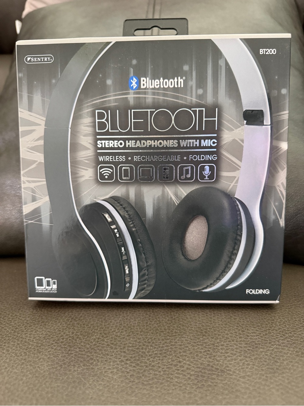 Bluetooth Stereo Headphones with Mic - Black & Silver